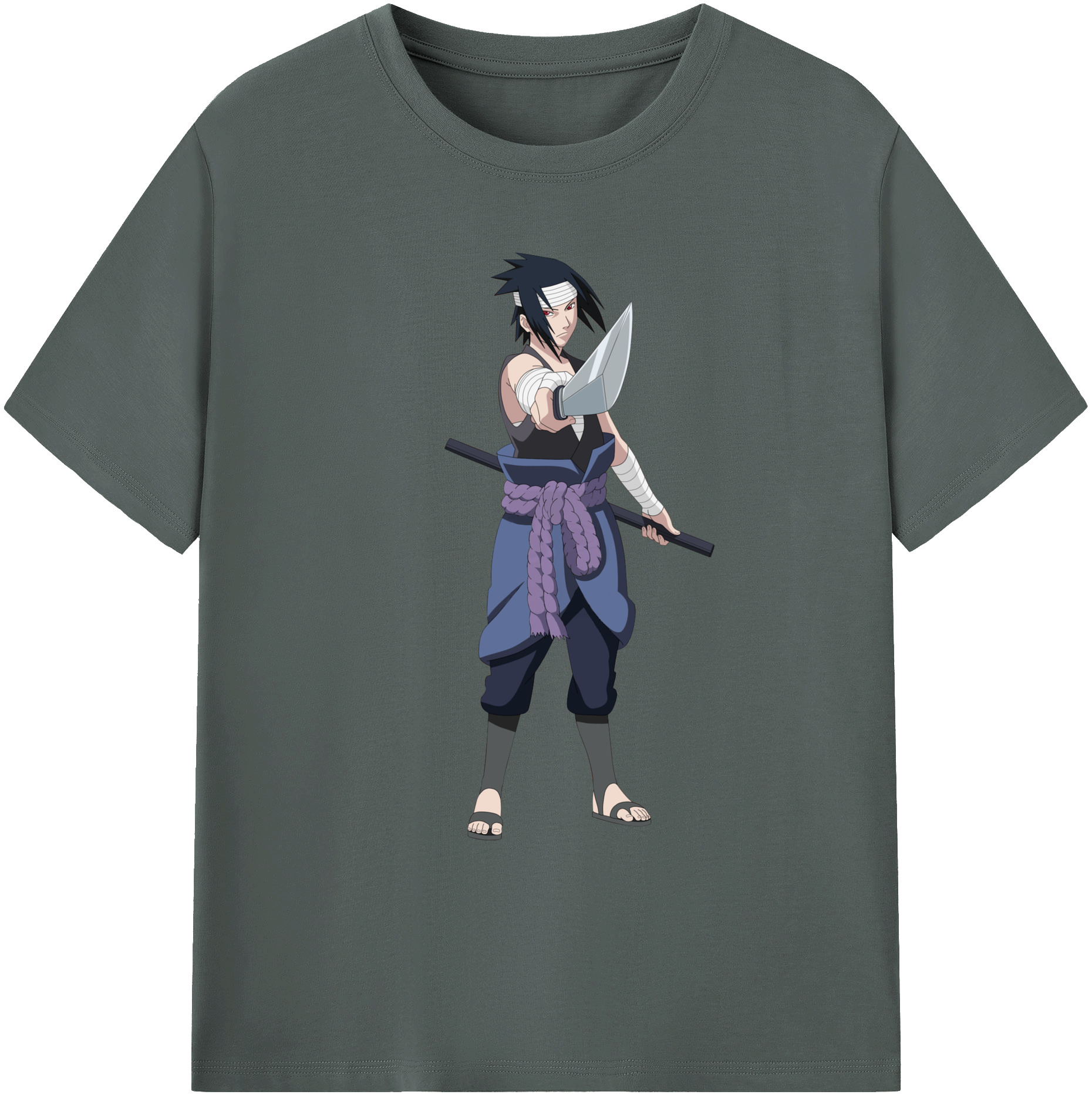 （画像用） NARUTO -ナルト- うちは サスケ Uchiha Sasuke 綿100％ メンズ半袖Tシャツ｜肌触りやわらか＆通気性